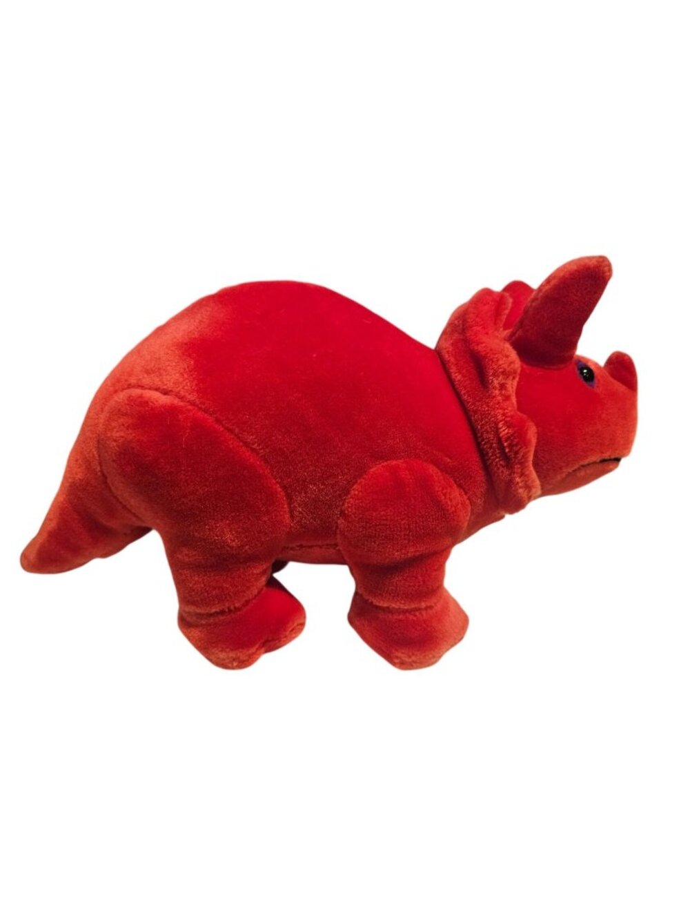 Animal Playthings Red Dinosaur Plush Triceratops Vintage Stuffed Animal 13" 1986